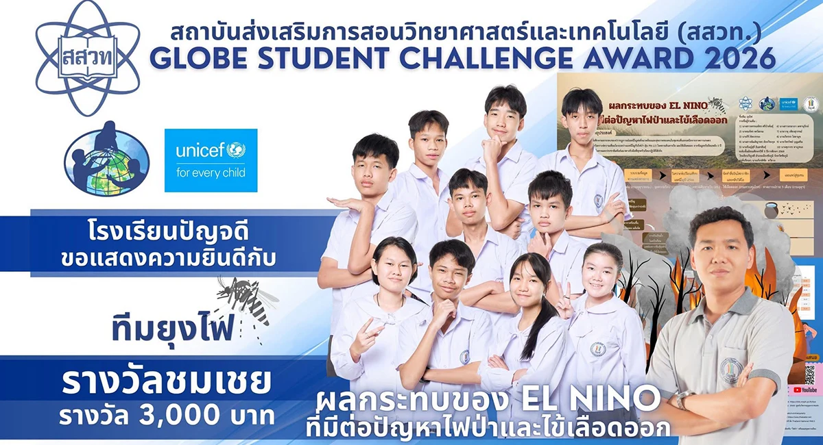 GLOBE Student Challenge Award ประจำปี 2569 ในหัวข้อ “เข้าสู่ปรากฏการณ์ El Niño ชุมชนเราจะปรับและรับมืออย่างไร” 